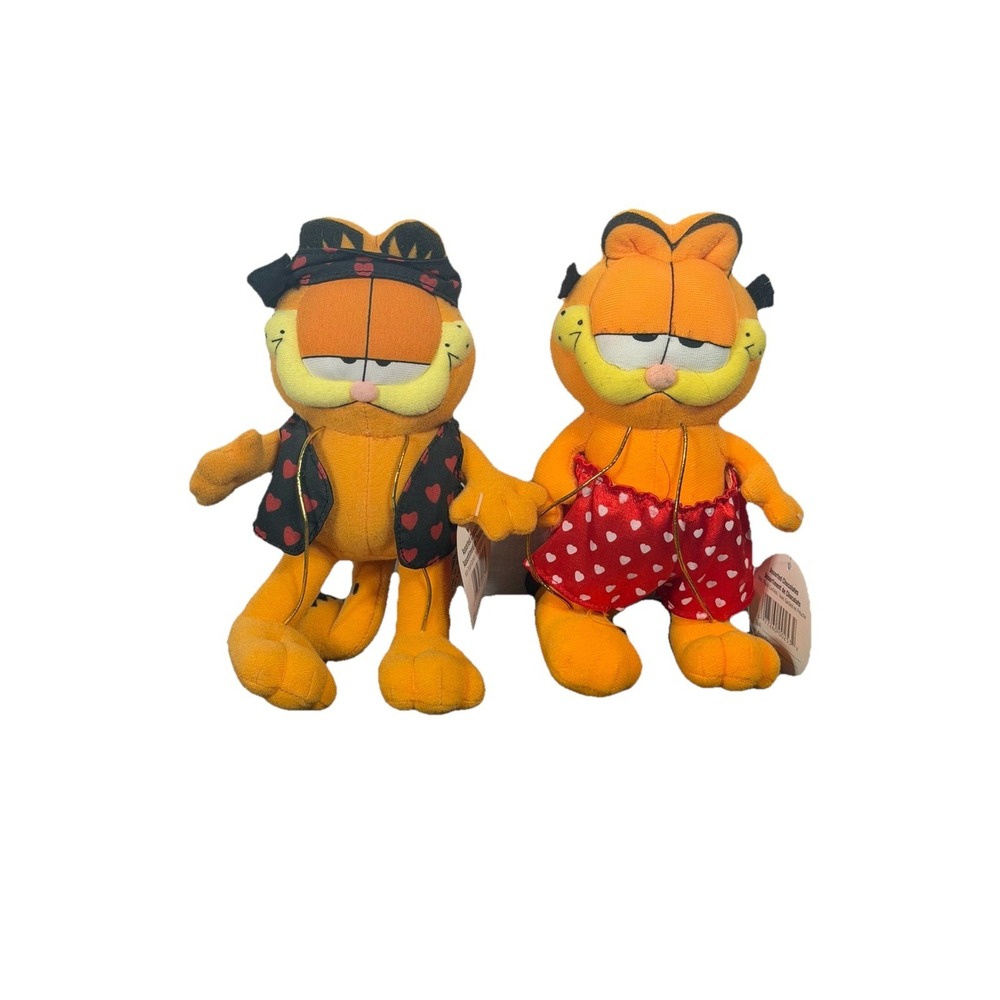 Vintage 7" Garfield With Heart Boxers & Biker Valentine Plush 1981 W/TAGS